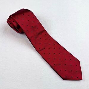 Brooks Brothers Men's 100% Silk Classic Tie Red with Blue Dots